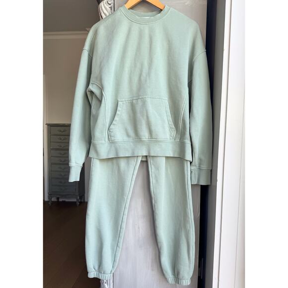 Garage Elevated Sweat suit Sz XXS Mint Green Cozy Luxe Loungwear Athleisure Chic - Picture 2 of 12